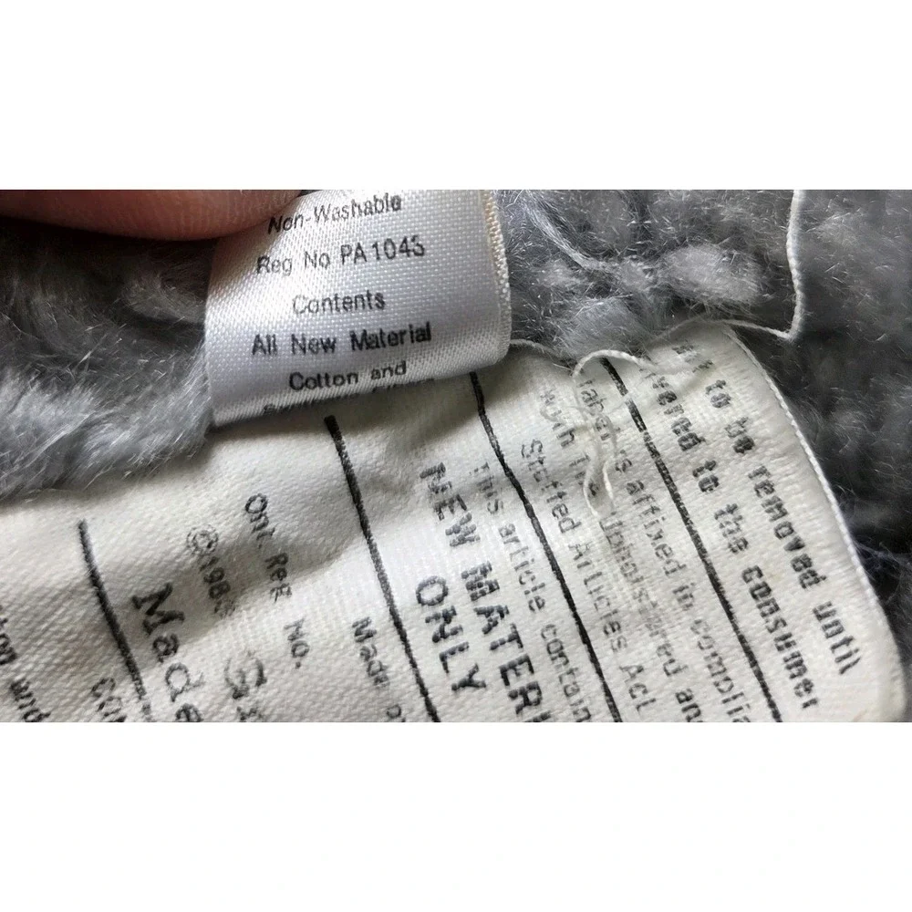 Graphics International 1983 Laying Plush Gray Poodle Dog‎ Stuffed Animal Ribbon